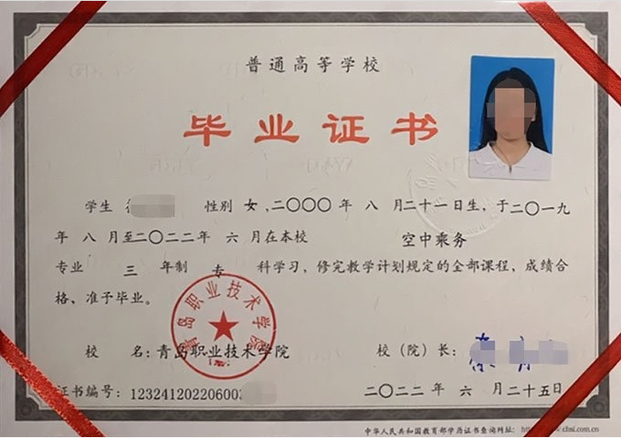 淇滨青岛职业技术学院毕业证样本图片